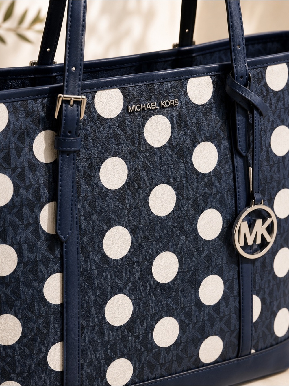 Michael Kors Jet Set Large Polka Dot Signature Logo Tote Bag - Picture 3 of 9